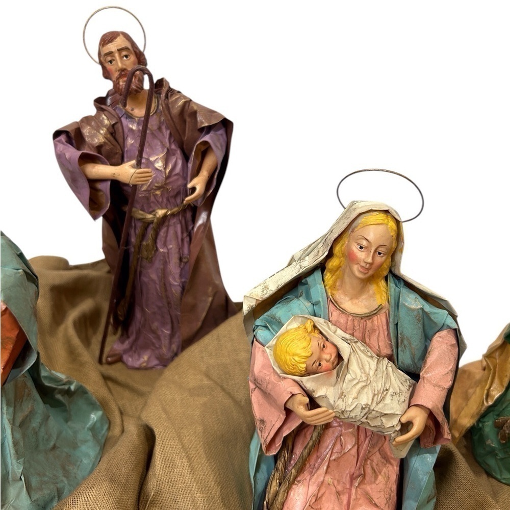 Nativity Scene Vintage 8-Pc Paper Mache Multi-Color Christmas/Holiday Decor EUC - Picture 11 of 15